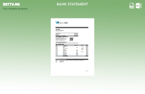 модерен стил Џордан ABC извод од банкарски ексел шаблон